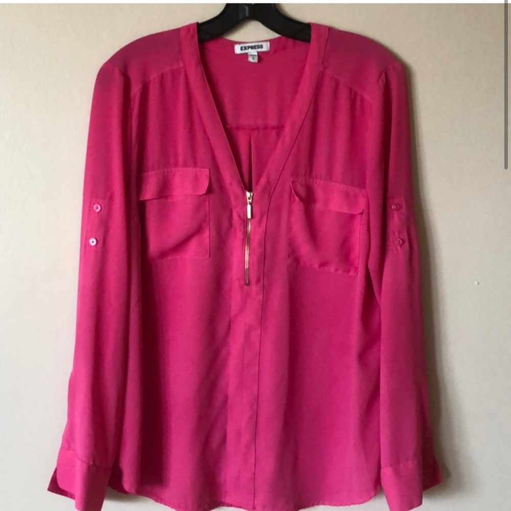 Express Pink Blouse with Zipper Detail